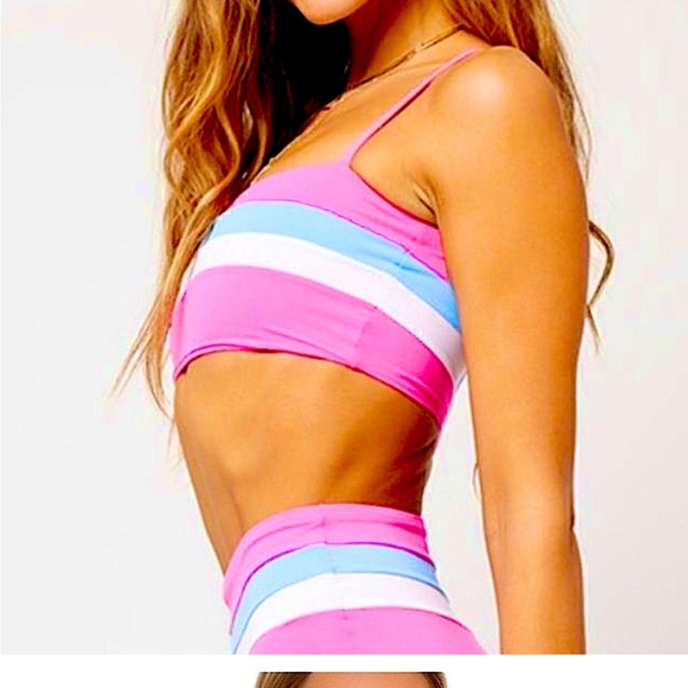 L*SPACE REBEL STRIPE BIKINI TOP